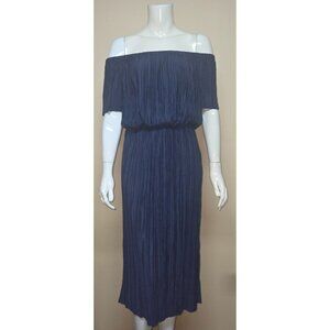 Gianni Bini Navy Blue Off-the-Shoulder Madeline Dress Size LARGE NEW Retail $99